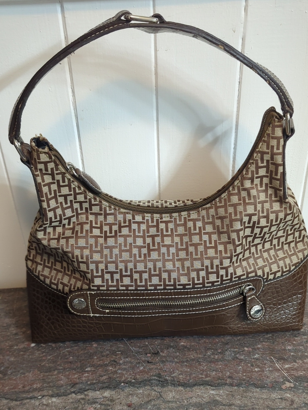 Tommy Hilfiger Brown/Tan Monogram Shoulder Bag